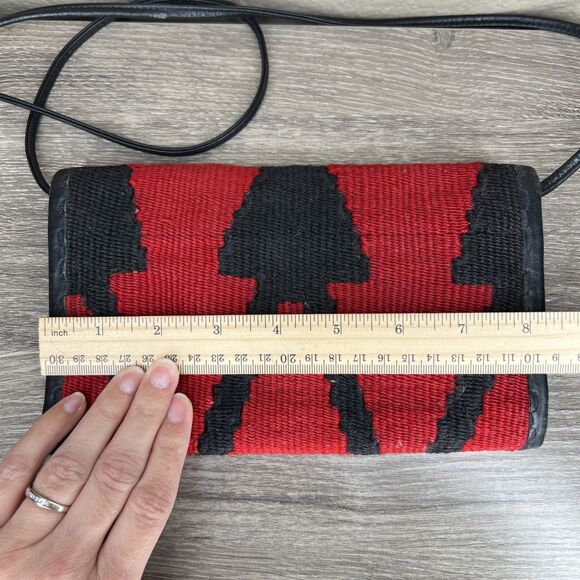 Harold's Kilim Style Crossbody Bag Wallet Woven Red Black Hippie Boho Southwest - Picture 8 of 9